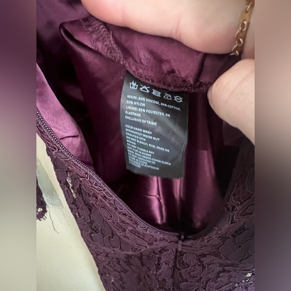 Bardot Plum Lace Fitted Dress- Size XS - Picture 6 of 7